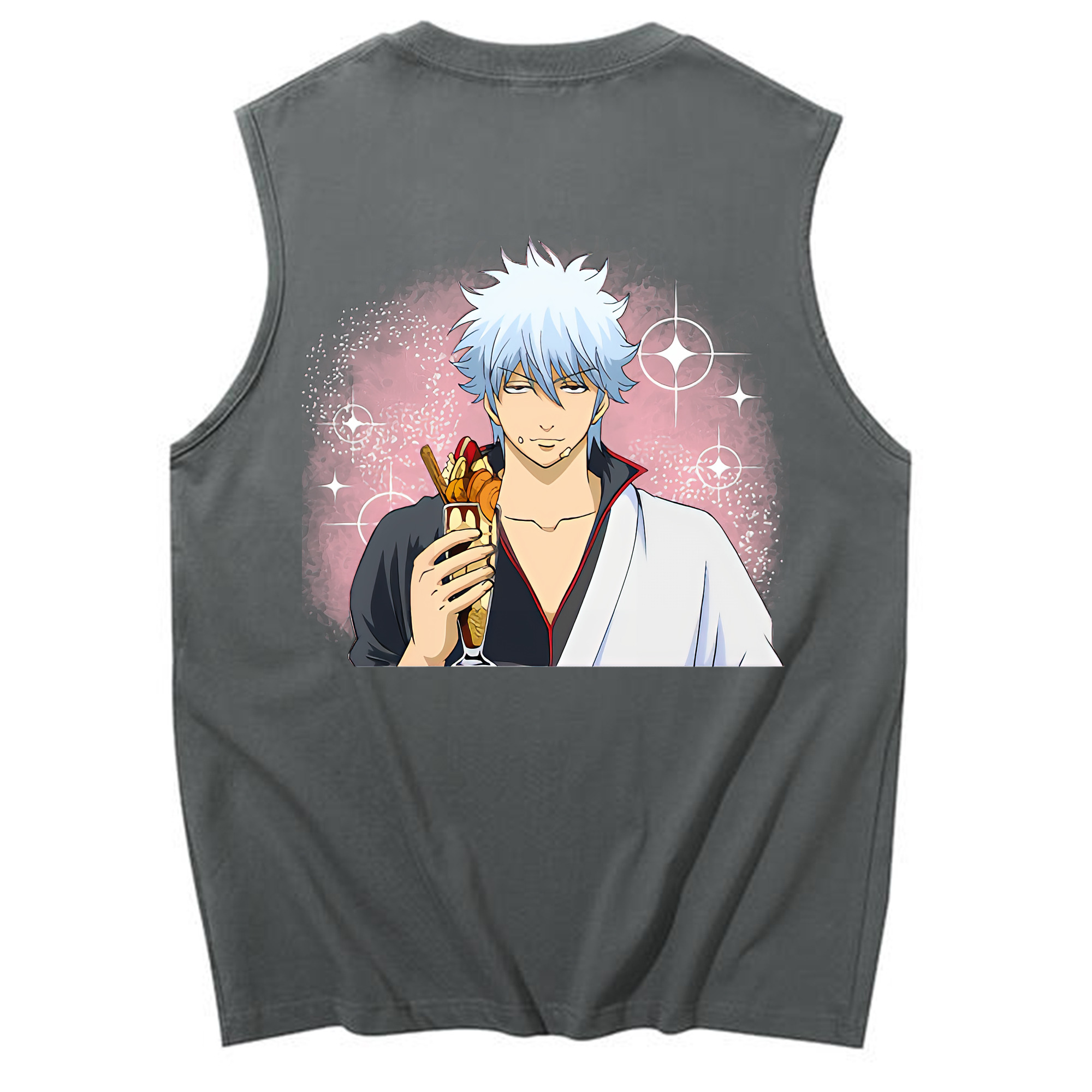 （画像用） ぎんたま 坂田銀時（さかたぎんとき） 神楽 志村新八（しむら しんぱち） GINTAMA Sakata Gintoki Kagura Shimura Shinpachi コットン100％タンクトップ（背面プリント）
